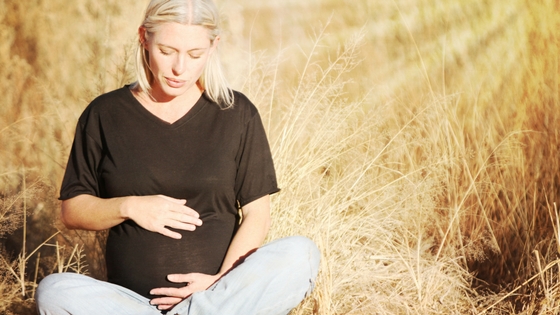 pregnant surrogate in Alberta grain field